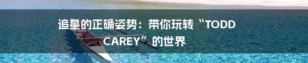 追星的正确姿势:带你玩转“TODD CAREY”的世界