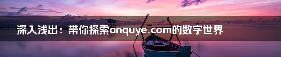 深入浅出:带你探索anquye.com的数字世界