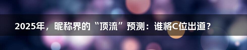 2025年,昵称界的“顶流”预测:谁将C位出道?