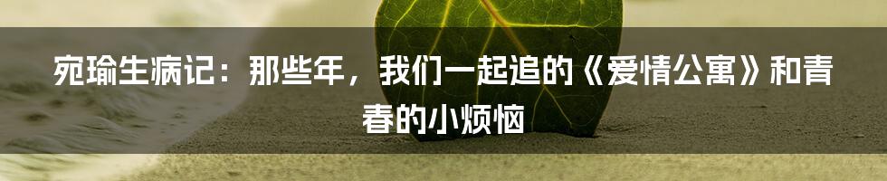 宛瑜生病记：那些年，我们一起追的《爱情公寓》和青春的小烦恼