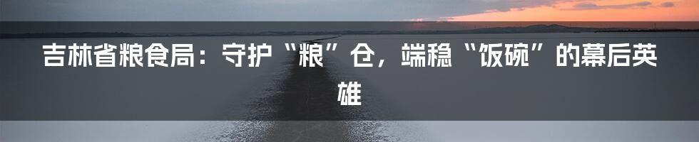 吉林省粮食局:守护“粮”仓,端稳“饭碗”的幕后英雄