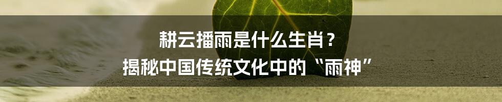 耕云播雨是什么生肖？ 揭秘中国传统文化中的“雨神”