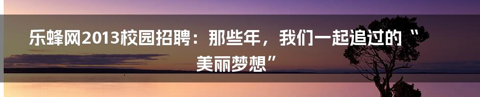 乐蜂网2013校园招聘:那些年,我们一起追过的“美丽梦想”