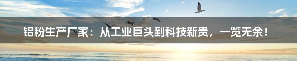 铝粉生产厂家:从工业巨头到科技新贵,一览无余!