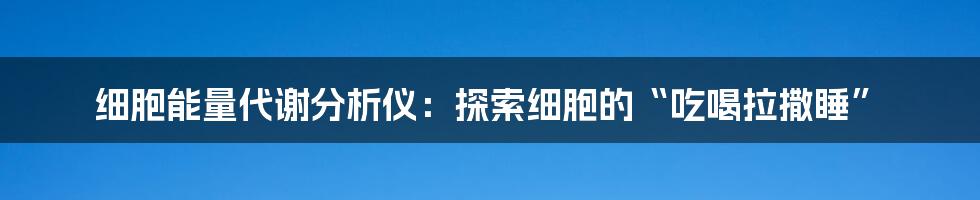 细胞能量代谢分析仪:探索细胞的“吃喝拉撒睡”