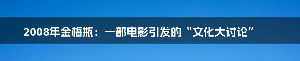 2008年金梅瓶:一部电影引发的“文化大讨论”