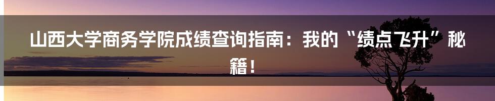 山西大学商务学院成绩查询指南：我的“绩点飞升”秘籍！