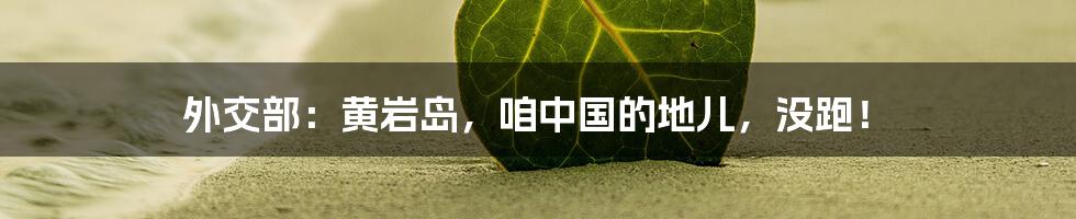 外交部：黄岩岛，咱中国的地儿，没跑！
