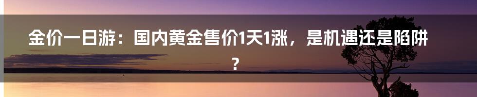 金价一日游：国内黄金售价1天1涨，是机遇还是陷阱？