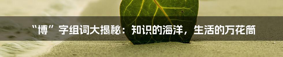 “博”字组词大揭秘：知识的海洋，生活的万花筒