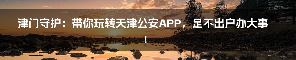 津门守护：带你玩转天津公安APP，足不出户办大事！