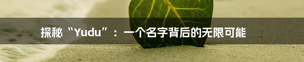 探秘“Yudu”：一个名字背后的无限可能