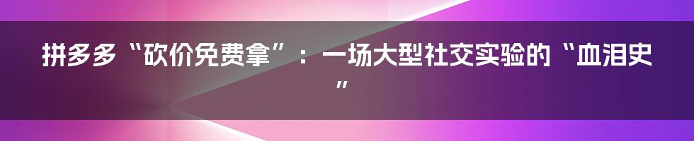 拼多多“砍价免费拿”:一场大型社交实验的“血泪史”