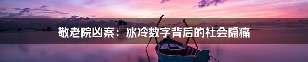 敬老院凶案:冰冷数字背后的社会隐痛