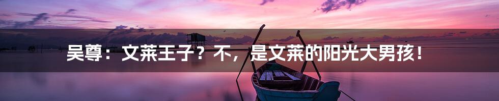 吴尊:文莱王子?不,是文莱的阳光大男孩!