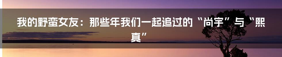 我的野蛮女友:那些年我们一起追过的“尚宇”与“熙真”