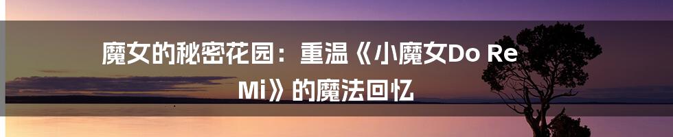 魔女的秘密花园:重温《小魔女Do Re Mi》的魔法回忆