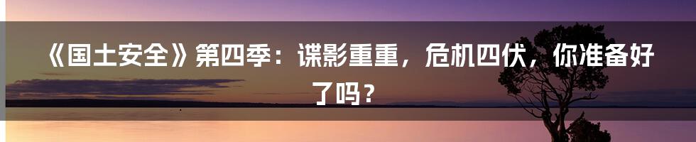 《国土安全》第四季:谍影重重,危机四伏,你准备好了吗?