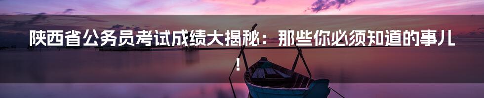 陕西省公务员考试成绩大揭秘:那些你必须知道的事儿!