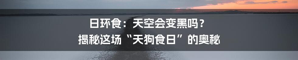 日环食：天空会变黑吗？ 揭秘这场“天狗食日”的奥秘