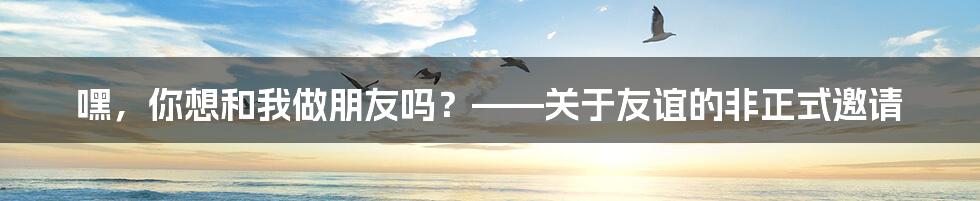 嘿,你想和我做朋友吗?——关于友谊的非正式邀请