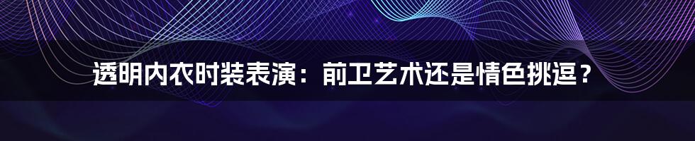 透明内衣时装表演：前卫艺术还是情色挑逗？