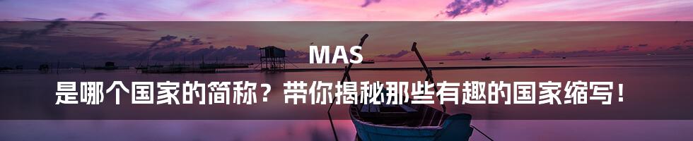 MAS 是哪个国家的简称?带你揭秘那些有趣的国家缩写!