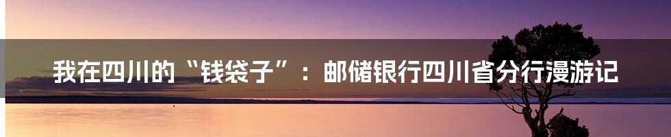 我在四川的“钱袋子”:邮储银行四川省分行漫游记