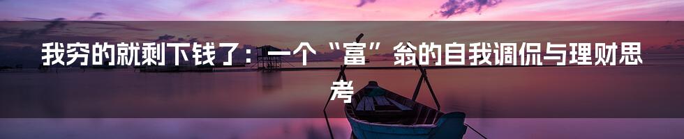 我穷的就剩下钱了:一个“富”翁的自我调侃与理财思考