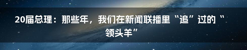 20届总理:那些年,我们在新闻联播里“追”过的“领头羊”