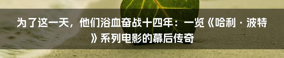 为了这一天，他们浴血奋战十四年：一览《哈利·波特》系列电影的幕后传奇
