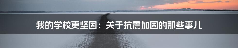 我的学校更坚固:关于抗震加固的那些事儿