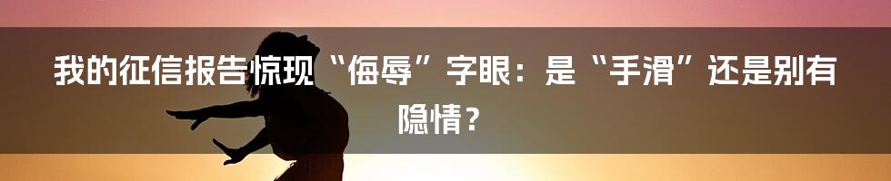 我的征信报告惊现“侮辱”字眼:是“手滑”还是别有隐情?