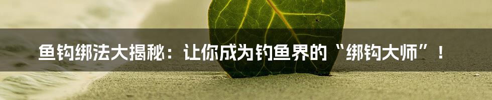 鱼钩绑法大揭秘:让你成为钓鱼界的“绑钩大师”!