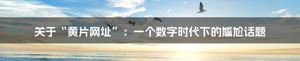关于“黄片网址”:一个数字时代下的尴尬话题