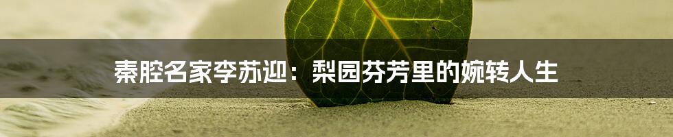 秦腔名家李苏迎：梨园芬芳里的婉转人生