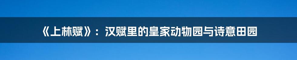 《上林赋》:汉赋里的皇家动物园与诗意田园