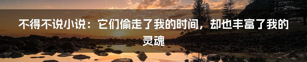 不得不说小说:它们偷走了我的时间,却也丰富了我的灵魂