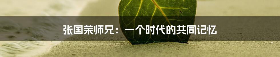 张国荣师兄：一个时代的共同记忆