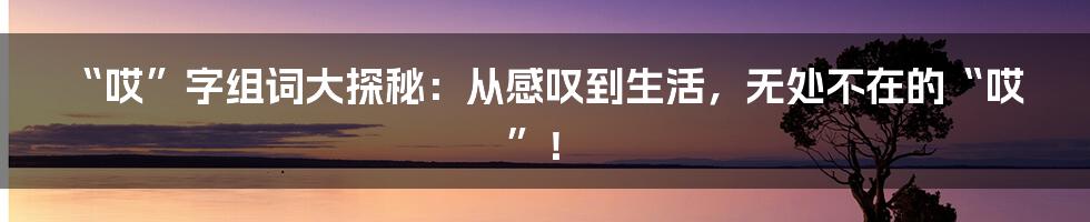 “哎”字组词大探秘:从感叹到生活,无处不在的“哎”!