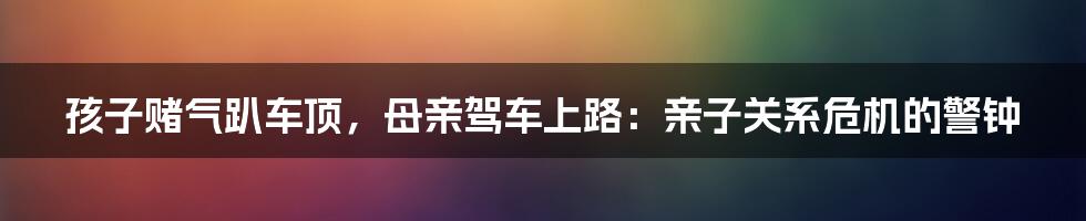 孩子赌气趴车顶,母亲驾车上路:亲子关系危机的警钟