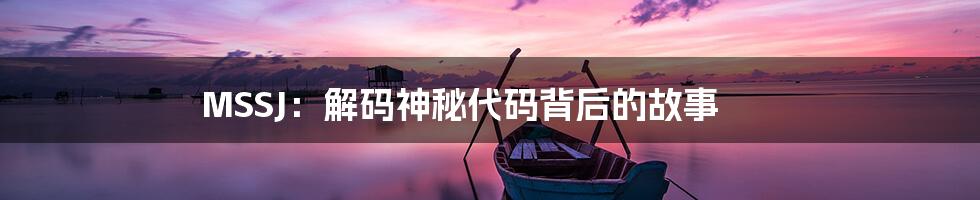 MSSJ:解码神秘代码背后的故事