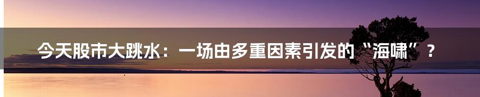 今天股市大跳水：一场由多重因素引发的“海啸”？