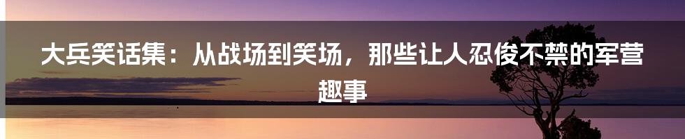 大兵笑话集：从战场到笑场，那些让人忍俊不禁的军营趣事