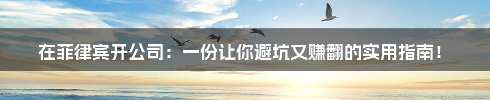 在菲律宾开公司:一份让你避坑又赚翻的实用指南!