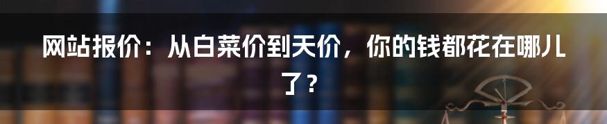 网站报价:从白菜价到天价,你的钱都花在哪儿了?