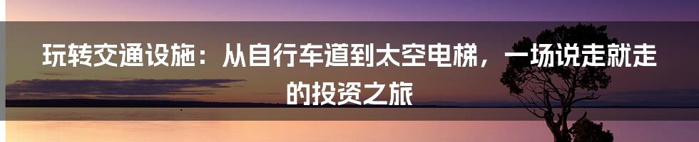 玩转交通设施：从自行车道到太空电梯，一场说走就走的投资之旅