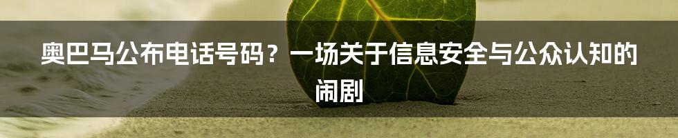 奥巴马公布电话号码?一场关于信息安全与公众认知的闹剧