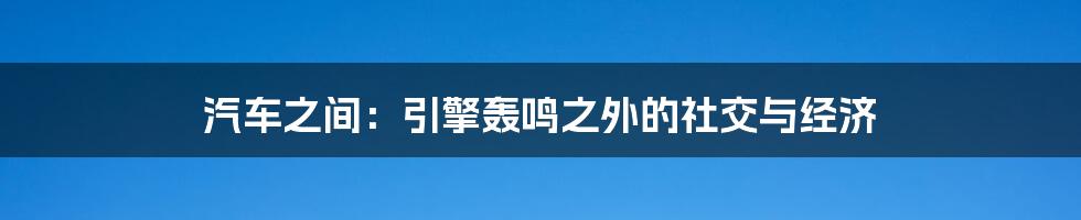 汽车之间:引擎轰鸣之外的社交与经济
