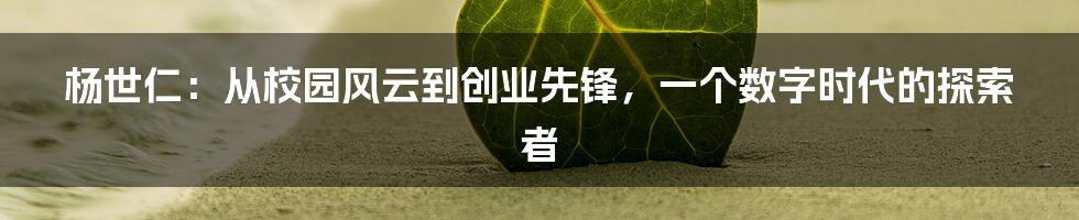 杨世仁：从校园风云到创业先锋，一个数字时代的探索者